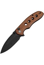 Civivi CIVIVI Knives Triptych Button Lock Flipper Knife 2.97" 14C28N Black Stonewashed Compound Drop Point Blade, Milled Guibourtia Wood Handles, Reversible Clip - C23085B-3 Civivi CIVIVI Knives Triptych Button Lock Flipper Knife 2.97" 14C28N Black Stonewashed Compound Drop Point Blade, Milled Guibourtia Wood Handles, Reversible Clip - C23085B-3