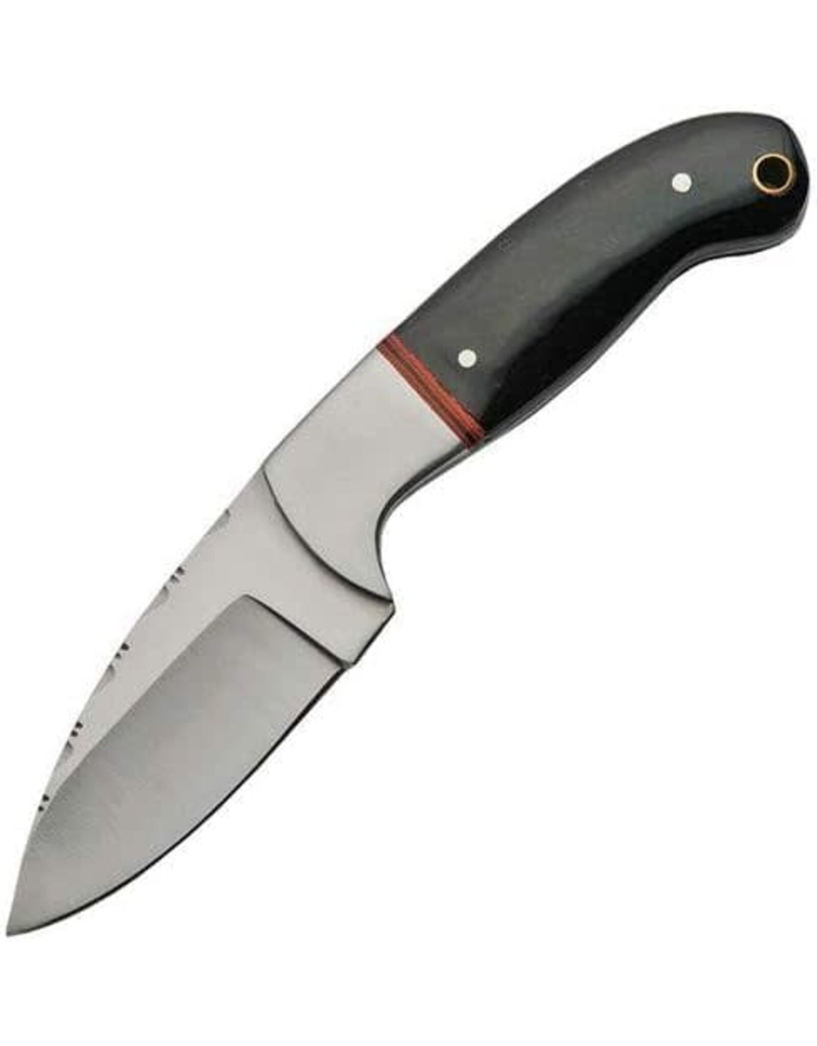 szco SZCO 7” Full Tang Skinning Knife – Fixed Blade Hunting Knife with Horn Handle, Steel Bolster, Filework Spine & Leather Sheath – Outdoor Survival, Bushcraft, Camping & Field Dressing