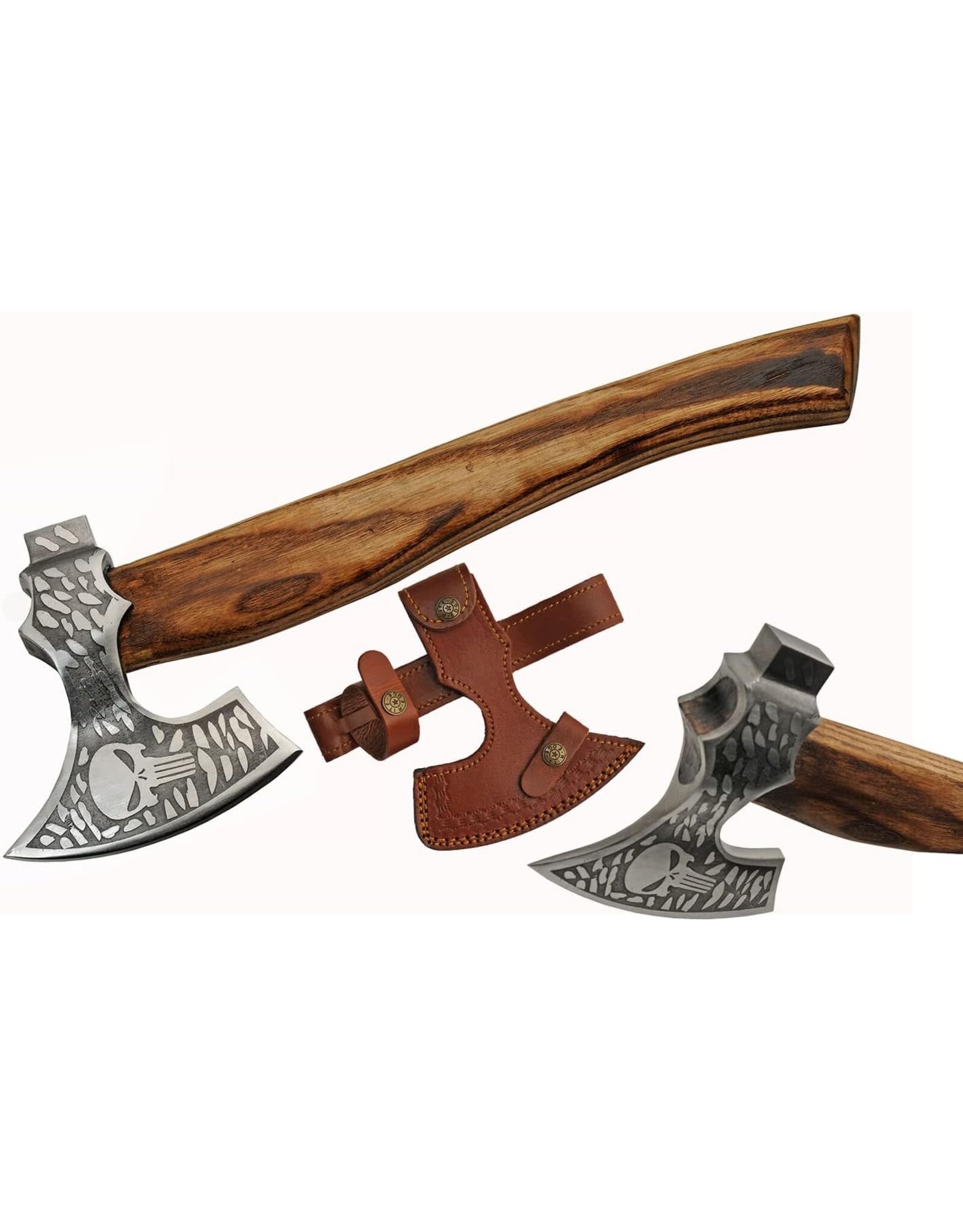 szco Skull Themed Wood Handle Viking Style Axe