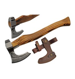 szco Engraved Raven Feather Nordic Style Viking Axe With Leather Sheath