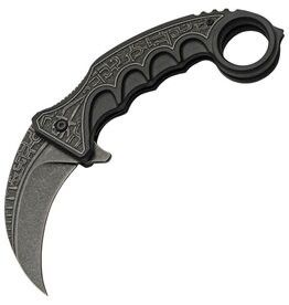 Rite Edge Rite Edge 300612BK Gothic Black Stonewash Karambit Linerlock Knife Black Handles