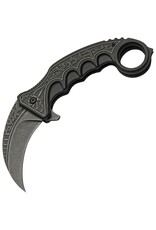 Rite Edge Rite Edge 300612BK Gothic Black Stonewash Karambit Linerlock Knife Black Handles