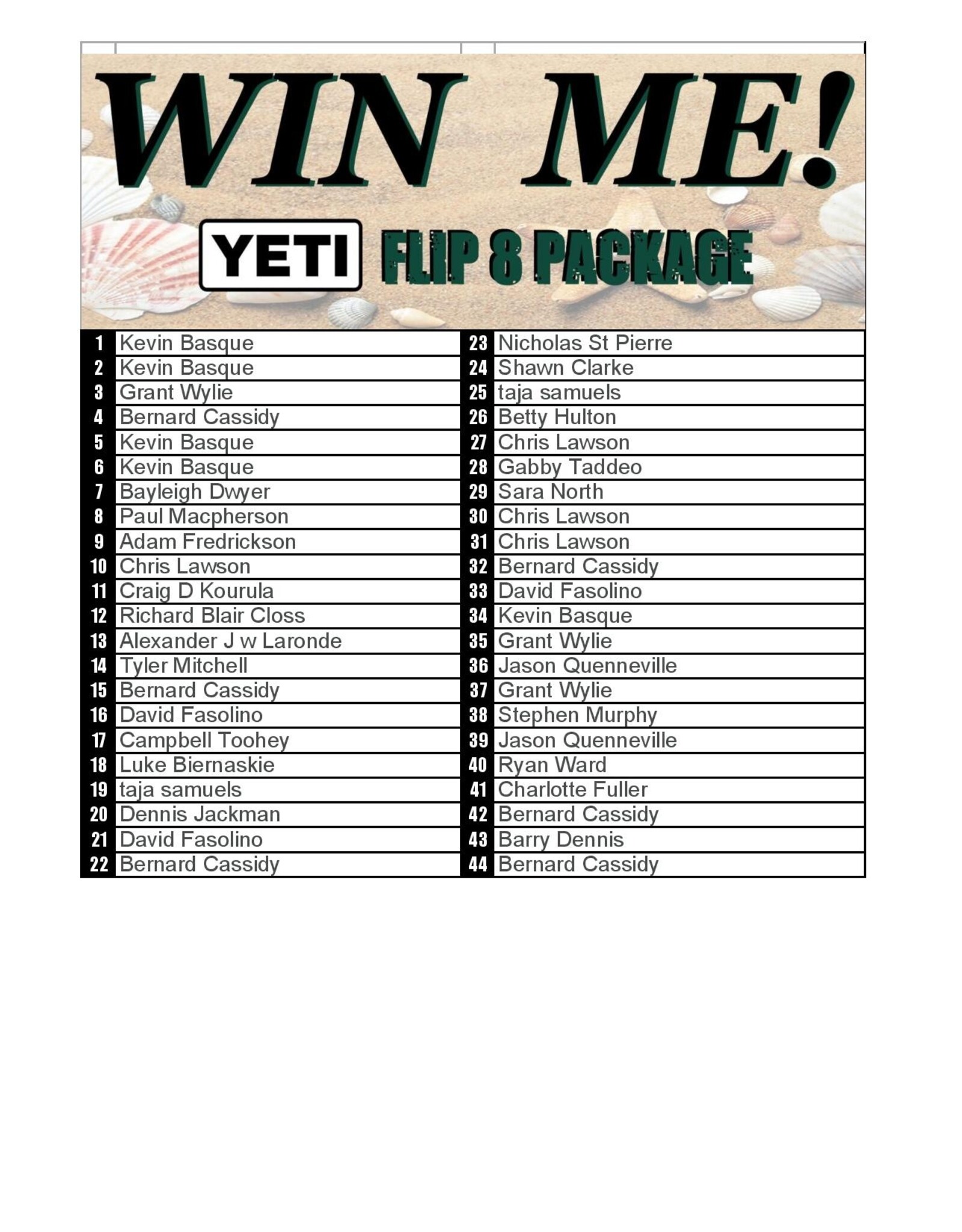 DRAW #1717 - WIN ME - YETI FLIP 8 PACKAGE!