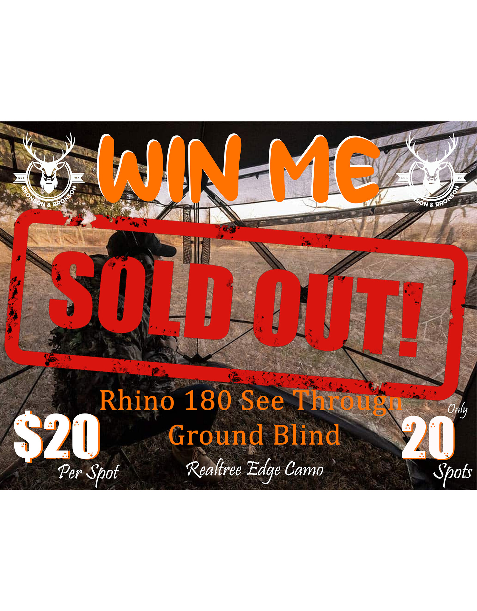 DRAW #1720 - WIN ME - RHINO 180 BLIND!