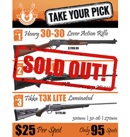 DRAW #1722 - Take Your Pick - Henry, Benelli OR Tikka!