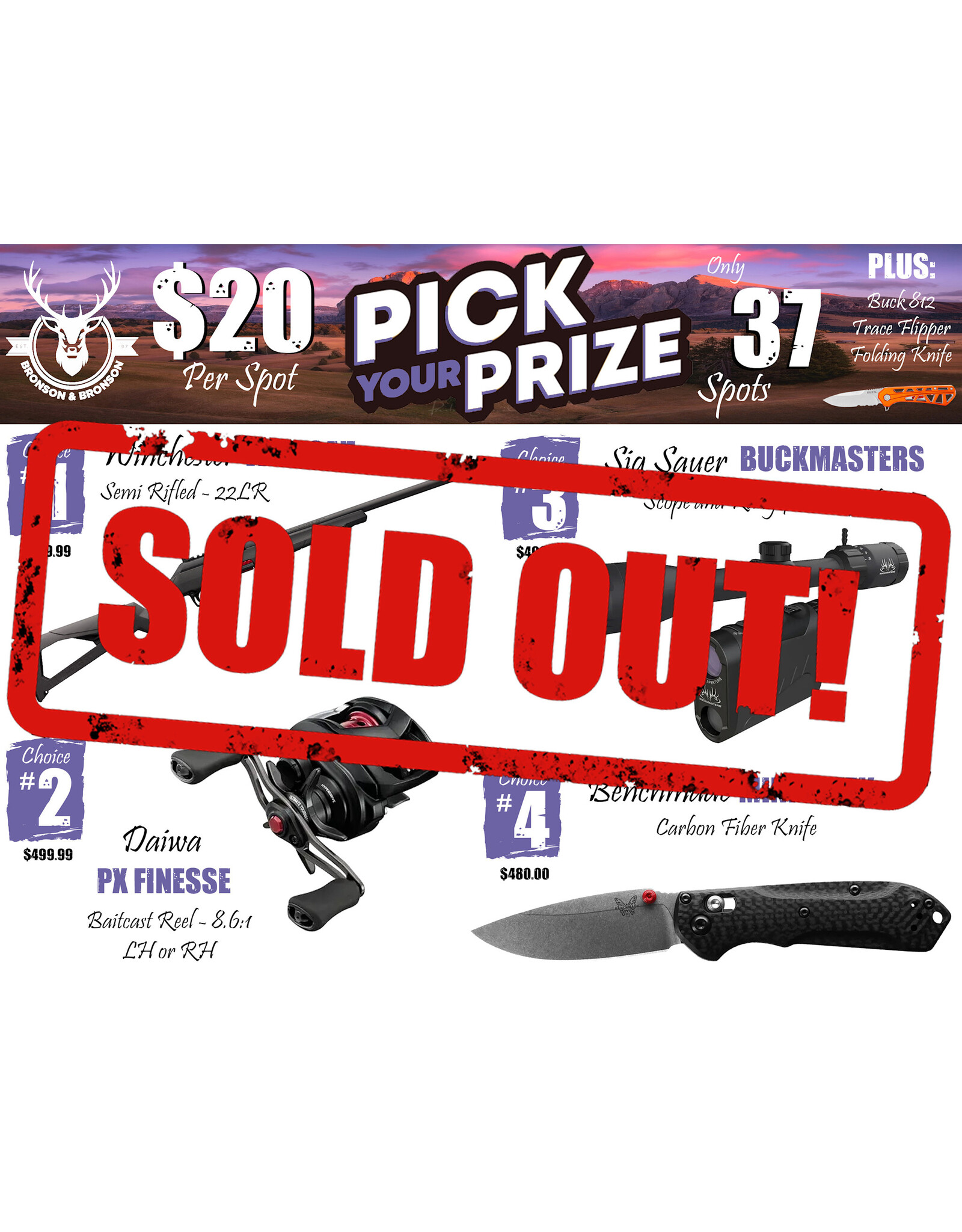 DRAW #1719 - Pick Your Prize - Winchester, Daiwa, Sig Sauer OR Benchmade!