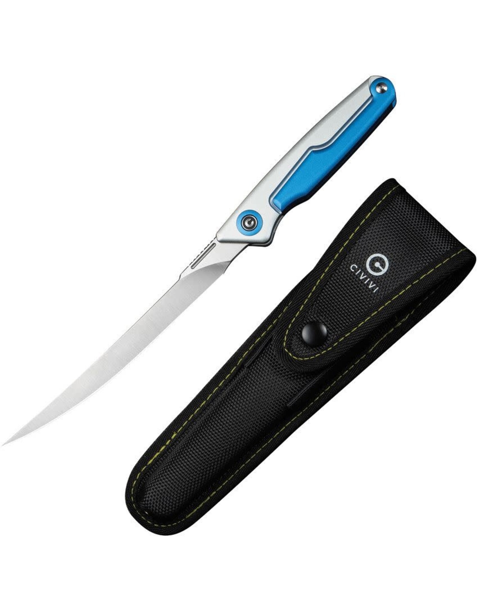 Civivi Civivi Shawka Fillet Knife Silver &  Blue Aluminum Handle, Satin Finished 14C28N Blade C22029B-2