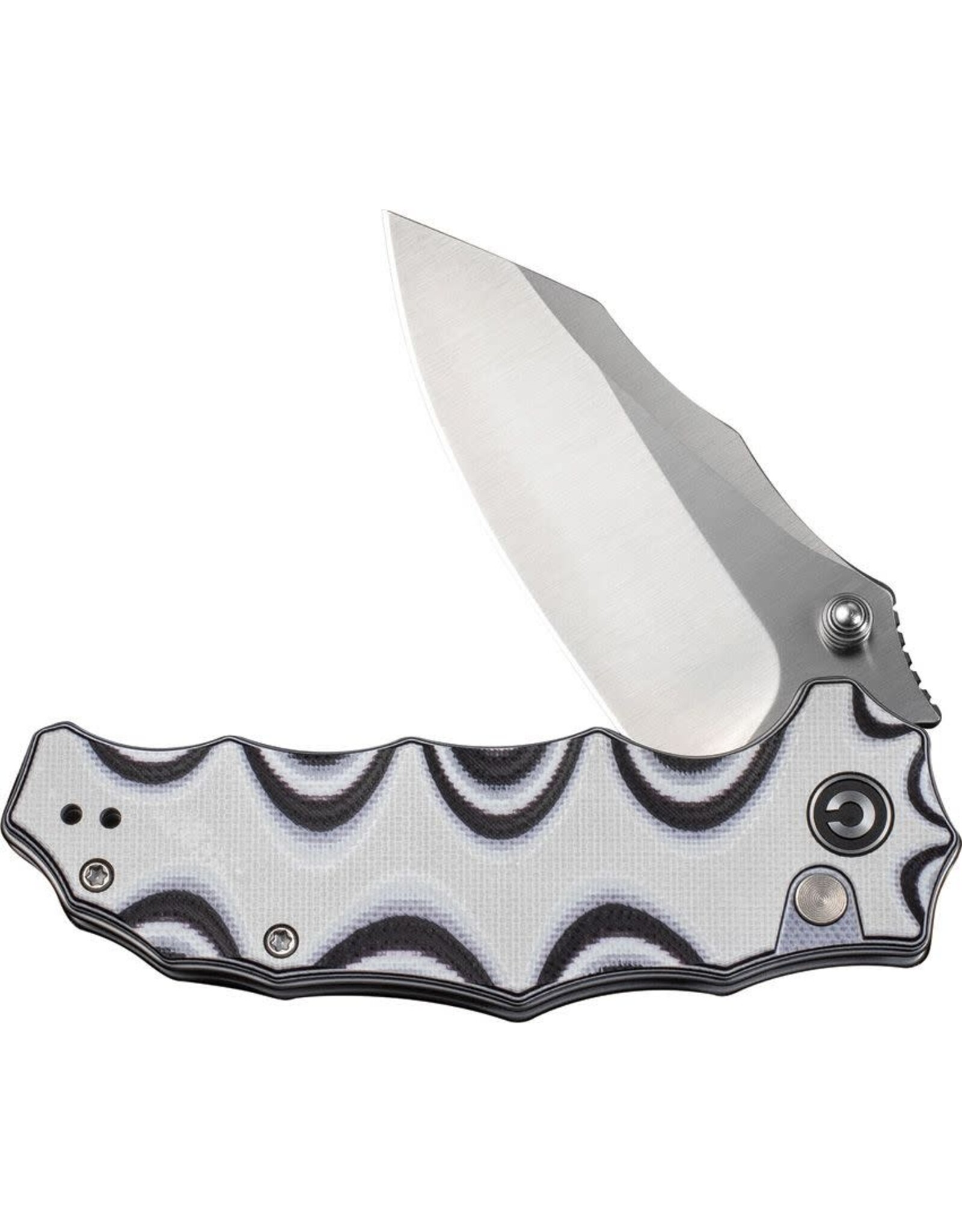 Civivi Civivi  Natterjeck C24028-3 Milled Milled White & Black Layered G10 Handle, Satin Finished 14C28N Blade