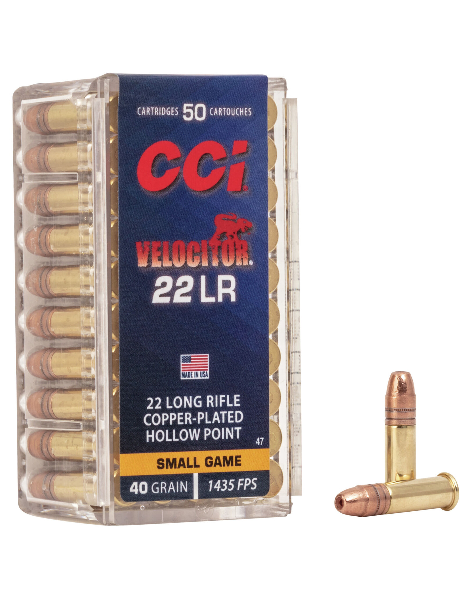 CCI CCI Velocitor .22 Long Rifle 40 Grain Copper Plated Hollow Point 0047