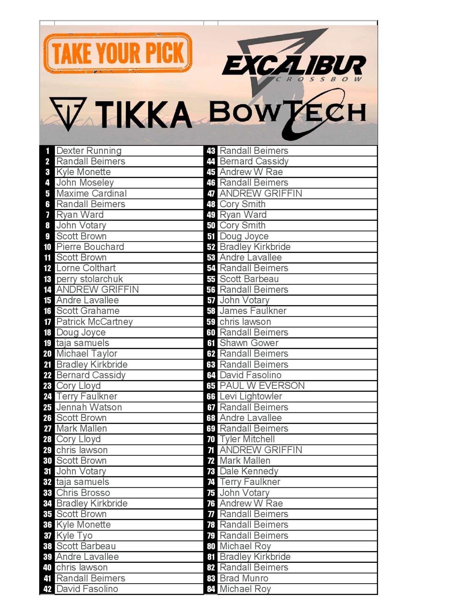 DRAW #1732 - Take Your Pick - Bowtech, Tikka OR Excalibur!