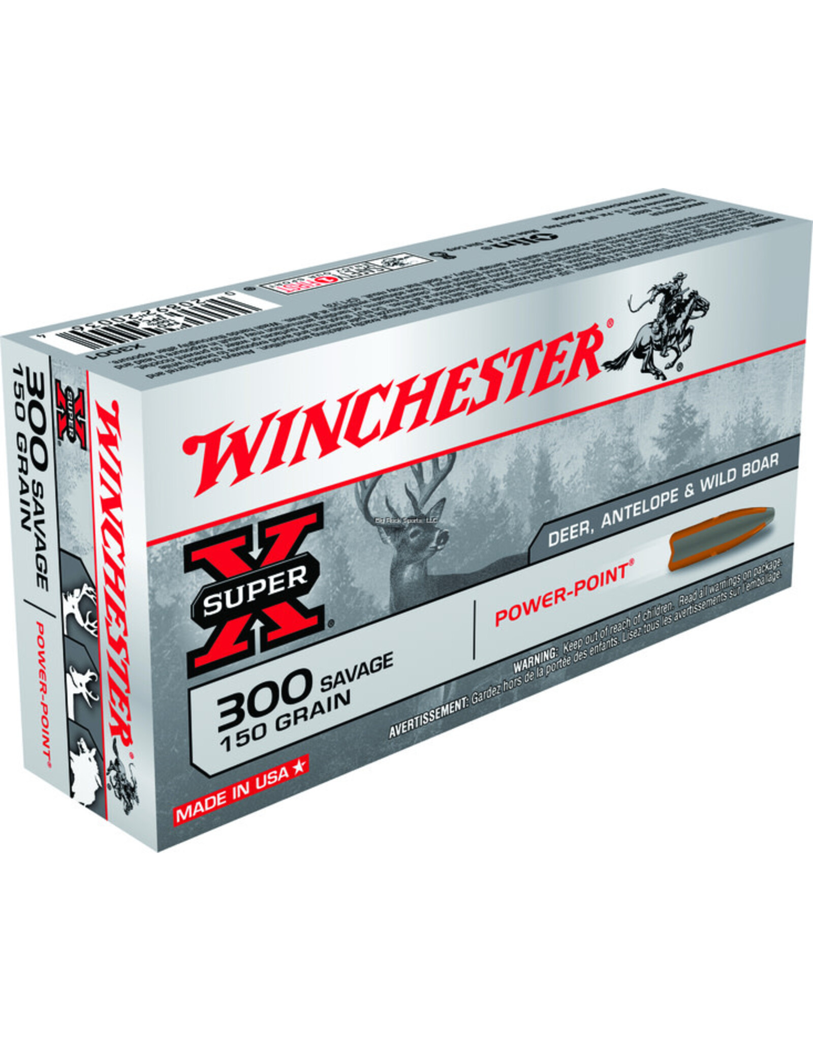 Winchester Winchester X3001 Super-X Rifle Ammo 300 SAV, Power-Point, 150 Grains, 2630 fps, 20, Boxed