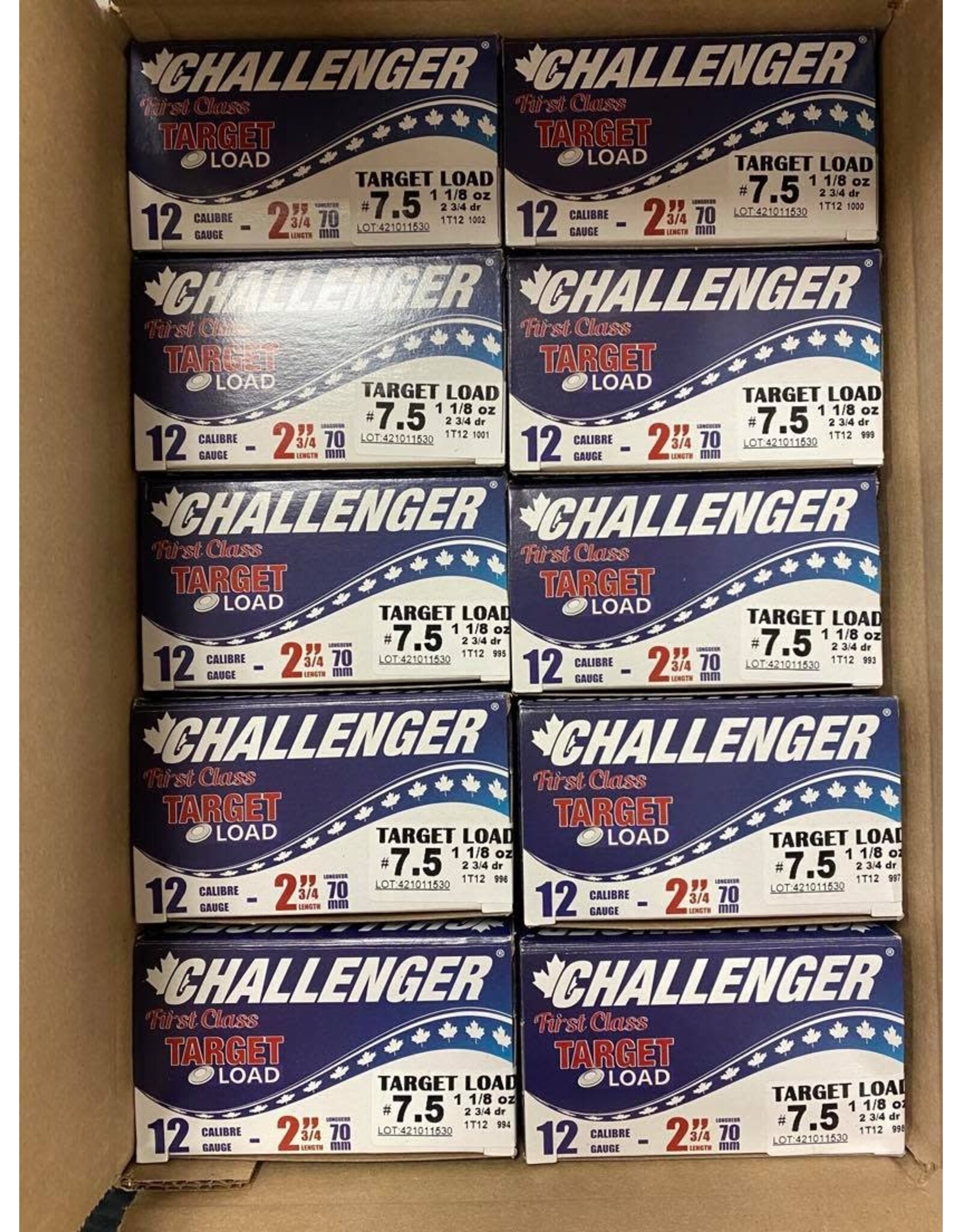 Challenger CASE of 250 ROUNDS - Challenger Target Load 12GA 2 3/4" 1 1/8oz #7.5 (Case)