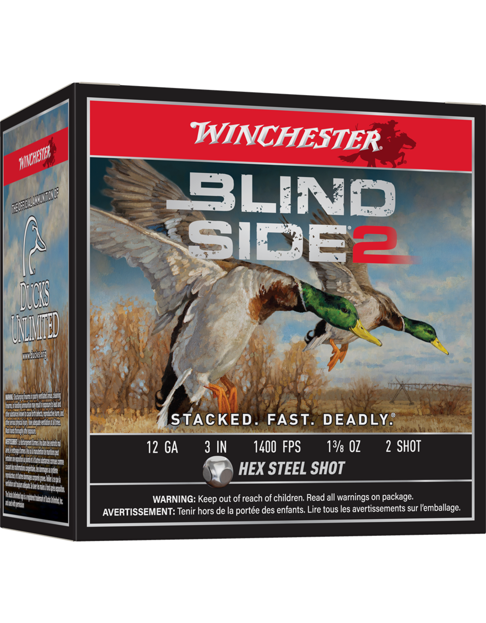 Winchester Winchester 12 Ga 3" 1 3/8oz  Shot 2  Blind Side 2 Hex Steel Shot  25ct - XBS1232