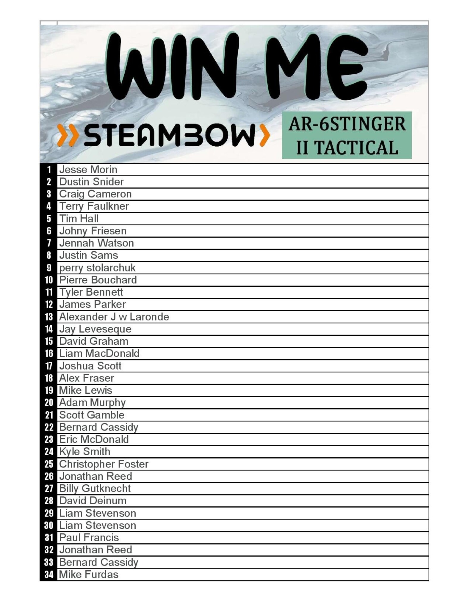 DRAW #1731 - WIN ME - Steambow AR-6 Stinger II Tactical!