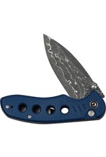 Civivi CIVIVI Knives Triptych Button Lock Flipper Knife 2.97" Damascus Compound Drop Point Blade, Milled Blue Canvas Micarta Handles, Reversible Clip - C23085B-DS1 Civivi CIVIVI Knives Triptych Button Lock Flipper Knife 2.97" Damascus Compound Drop Point Blade, Milled Blue Canvas Micarta Handles, Reversible Clip - C23085B-DS1