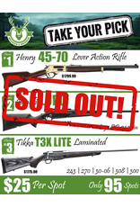 Draw #1736 - Take Your Pick - Henry 45-70, Benelli Lupo OR Tikka T3X!