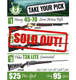 Draw #1736 - Take Your Pick - Henry 45-70, Benelli Lupo OR Tikka T3X!