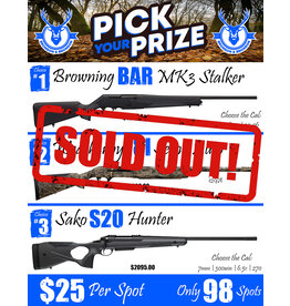 DRAW #1744 - Pick Your Prize - Browning, Weatherby OR Sako!