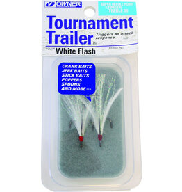 Owner Owner 5165-071-03 Stinger-36 Tournament Trailer Treble Hook, Size 4, Needle Point, Black Chrome, White/Chartreuse Flash Feather, 2 per Pack