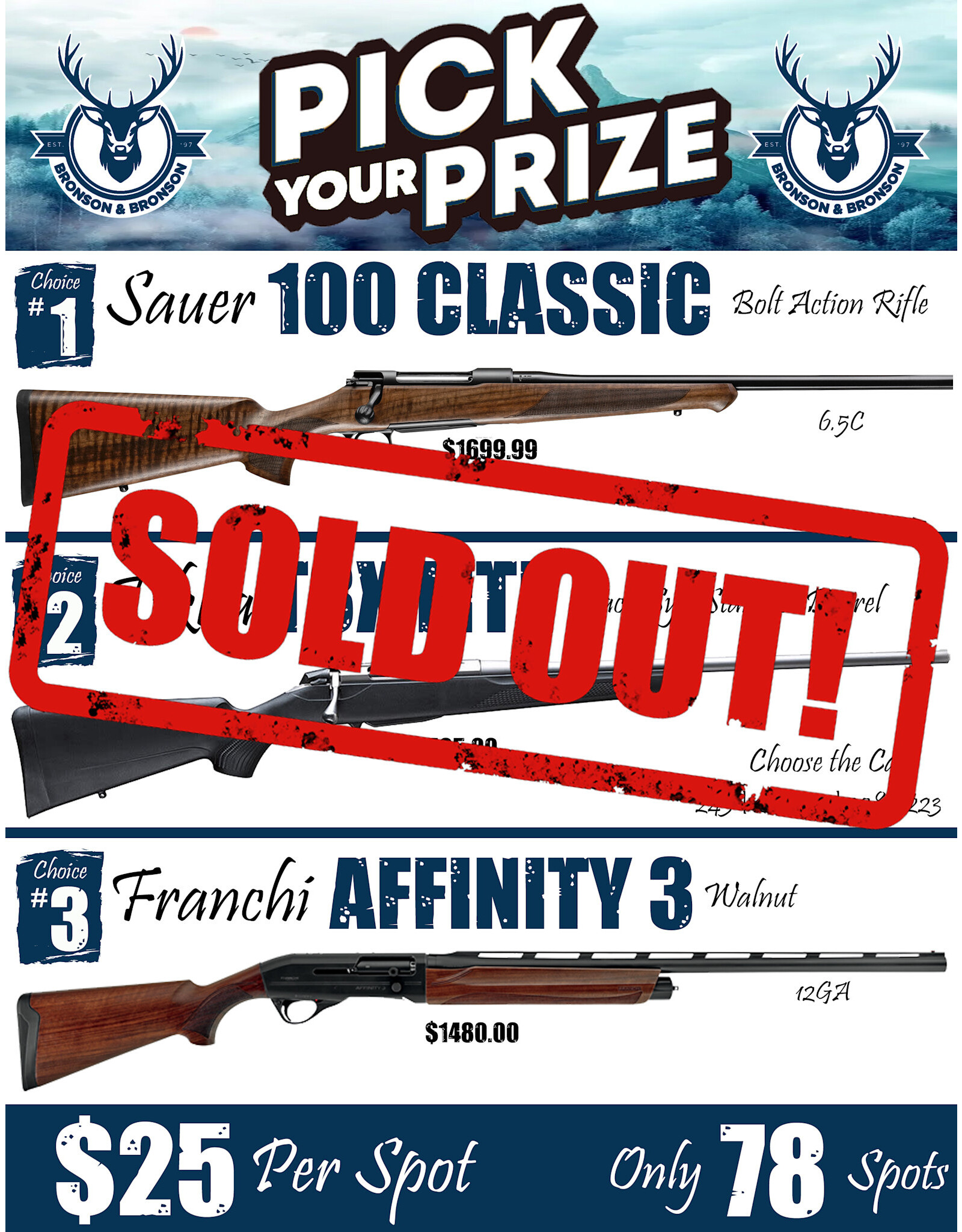 DRAW #1748 - Pick Your Prize - Sauer, Tikka OR Franchi!