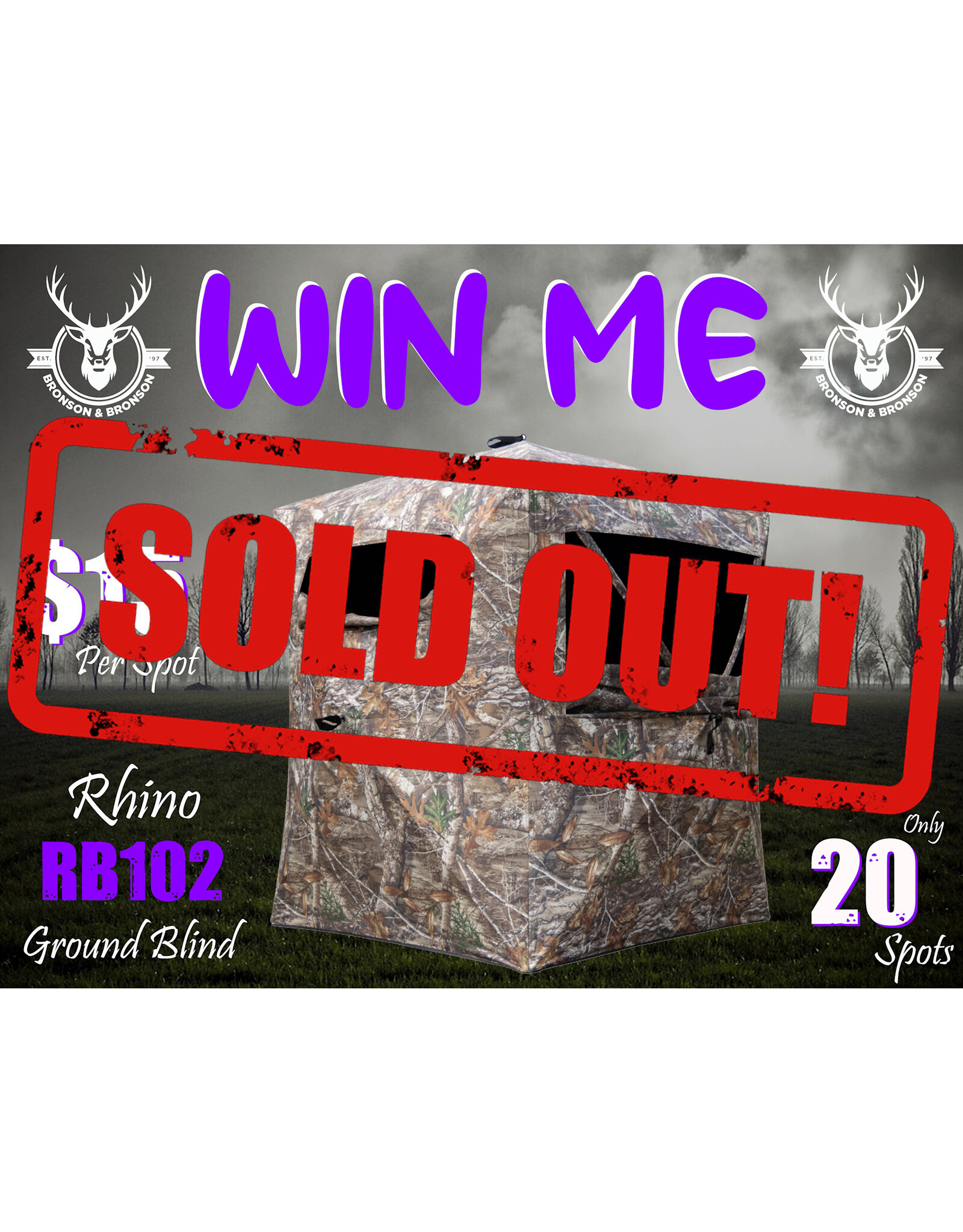 DRAW #1755 - WIN ME - Rhino 102 Ground Blind! ROUND 4