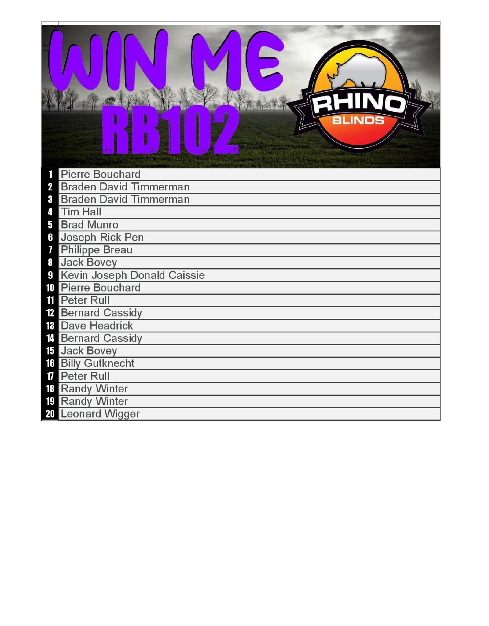 DRAW #1755 - WIN ME - Rhino 102 Ground Blind! ROUND 4