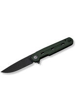 Civivi CIVIVI Knives Ostap Hel Navo Flipper Knife 3.25" Nitro-V Black Stonewashed Drop Point Blade, Green Canvas Micarta Handles, Reversible Clip, Liner Lock - C25015A-2