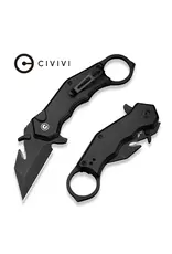 Civivi CIVIVI Amaroq Flipper & Thumb Stud & Button Lock Knife Black Aluminum Handle (2.11" Black Stonewashed Nitro-V Blade) C24018-2