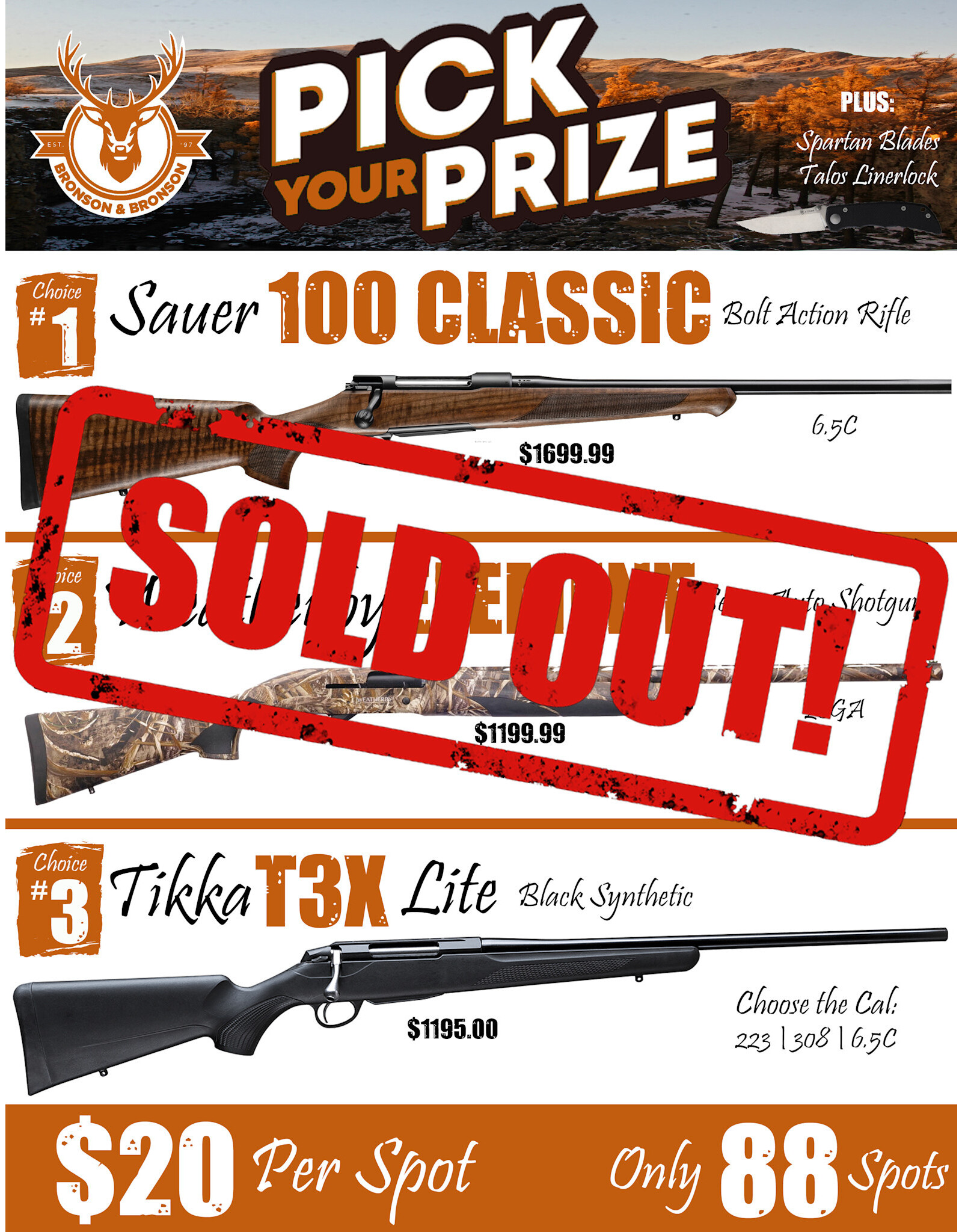 DRAW #1759 - Pick Your Prize - Sauer, Weatherby OR Tikka!