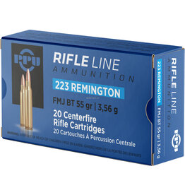 PPU PPU PP223F1 Rifle Ammo 223 REM FMJ BT 55gr