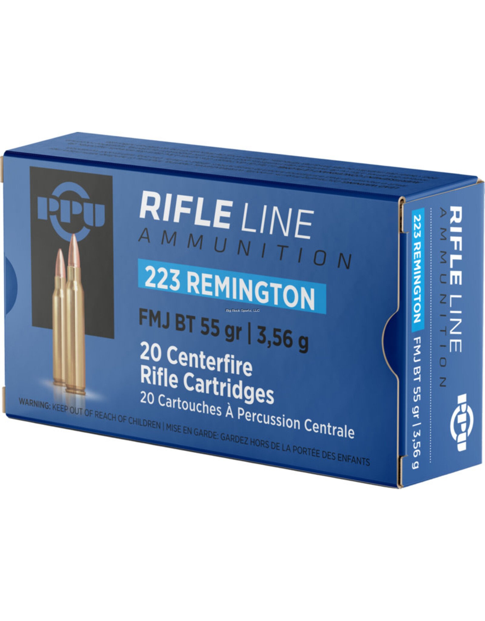 PPU PPU PP223F1 Rifle Ammo 223 REM FMJ BT 55gr