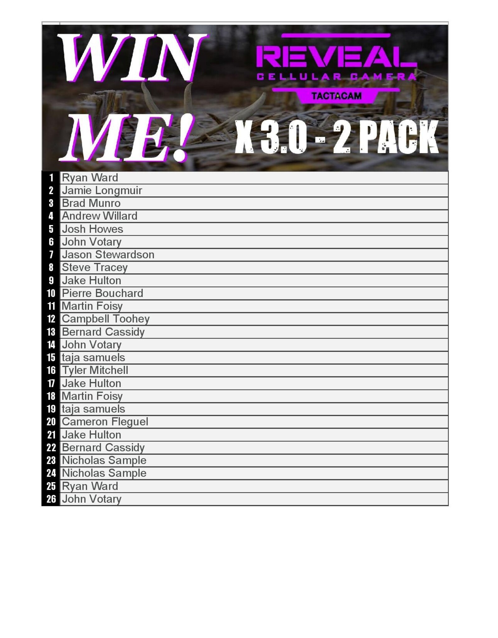 DRAW #1764 - WIN ME - Tactacam Reveal X 3.0 - 2 Pack! ROUND 7