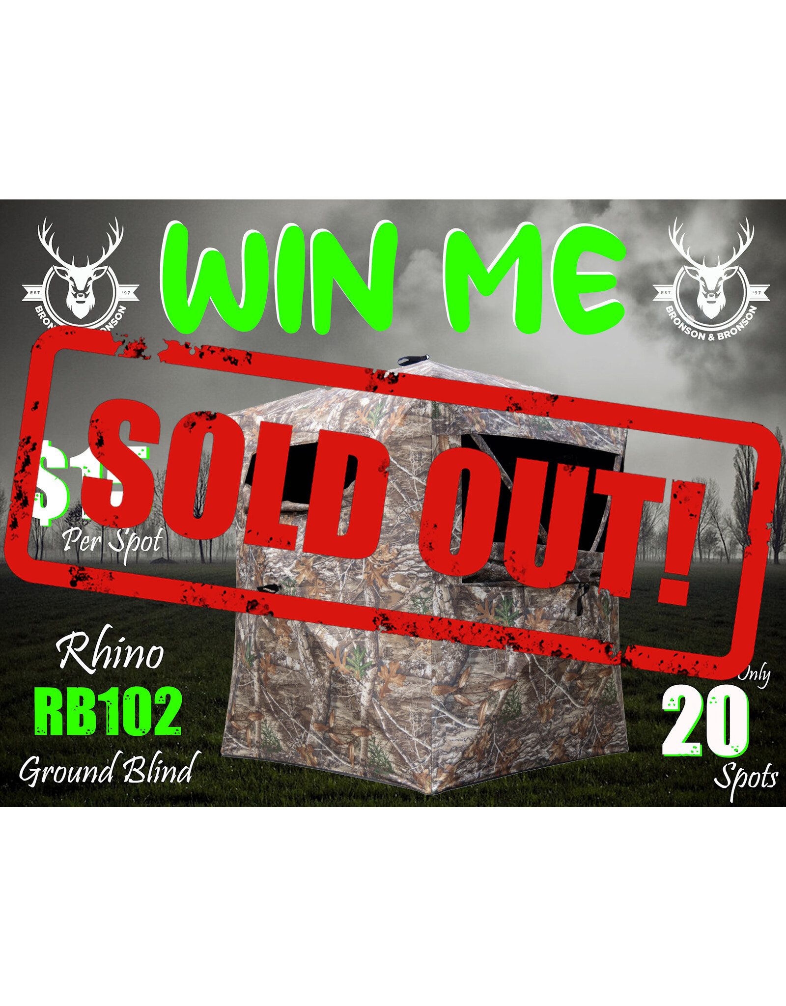 DRAW #1761 - WIN ME - Rhino 102 Ground Blind! ROUND 5