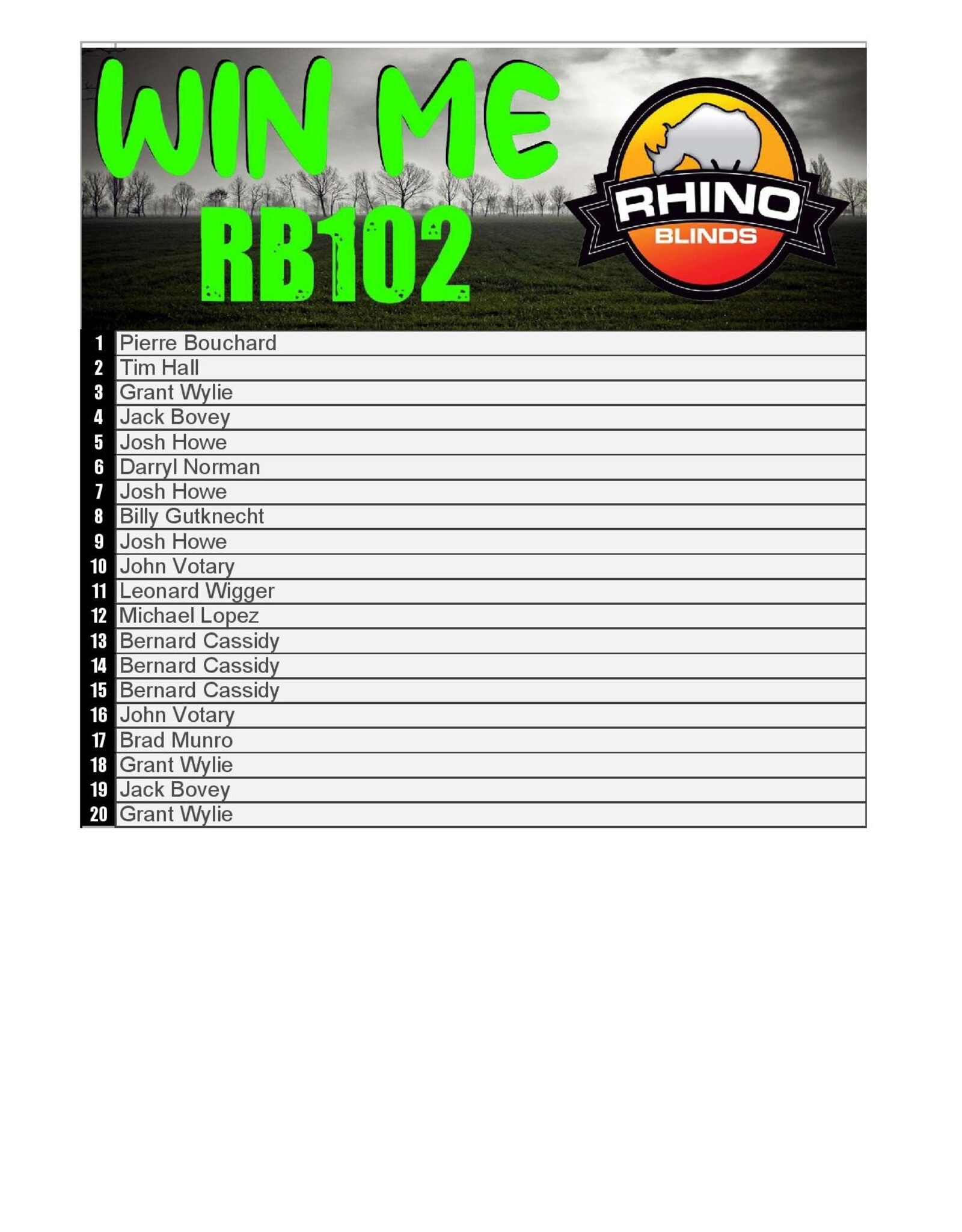 DRAW #1761 - WIN ME - Rhino 102 Ground Blind! ROUND 5