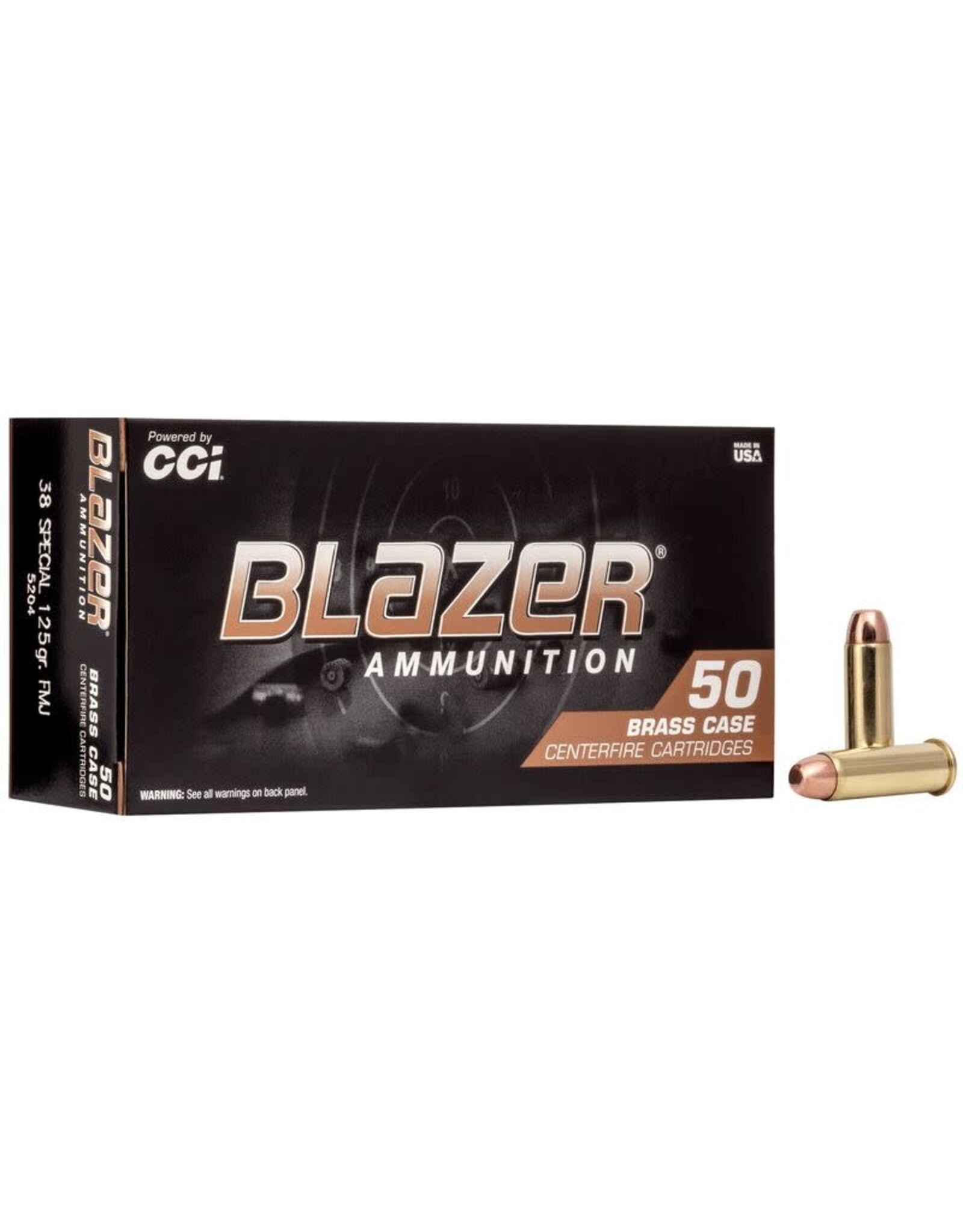 Blazer Ammunition CCI BLAZER BRASS 38 SPECIAL 125GR FMJ 50/BX 5204