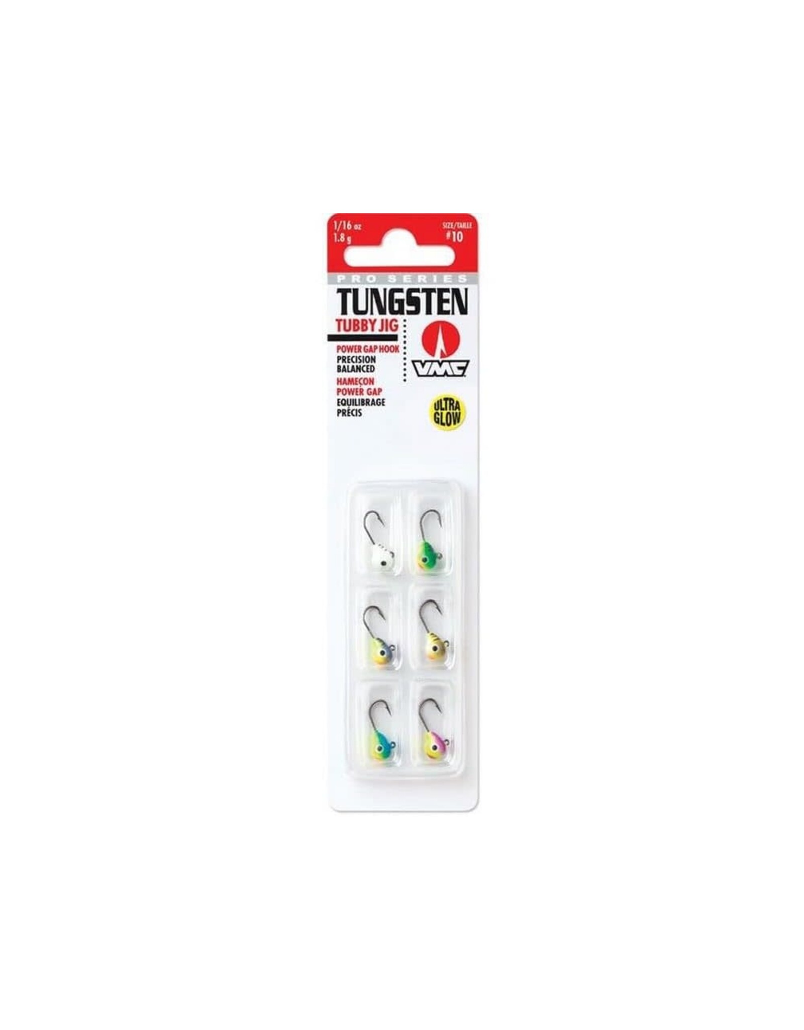 VMC VMC TTJ G6 Tungsten Tubby Ultra Glow Jig Kit 6 baits on one card 1/16 oz #10