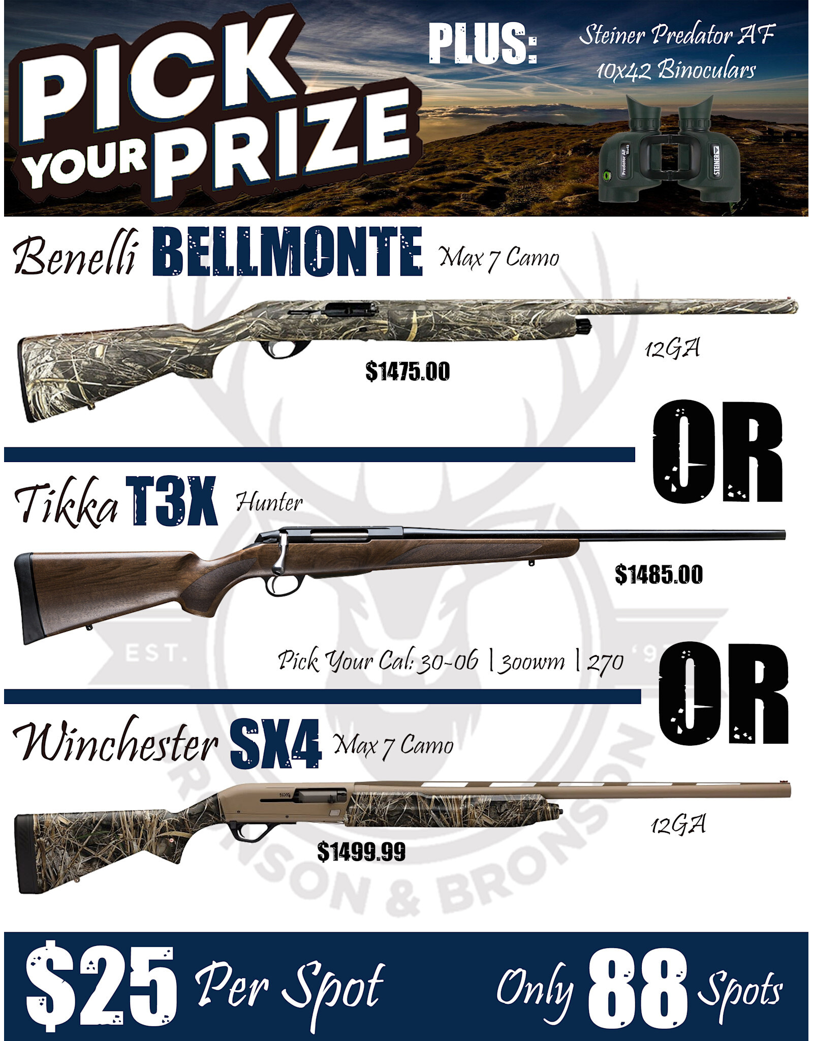 DRAW #1776 - Pick Your Prize - Benelli, Tikka OR Winchester!