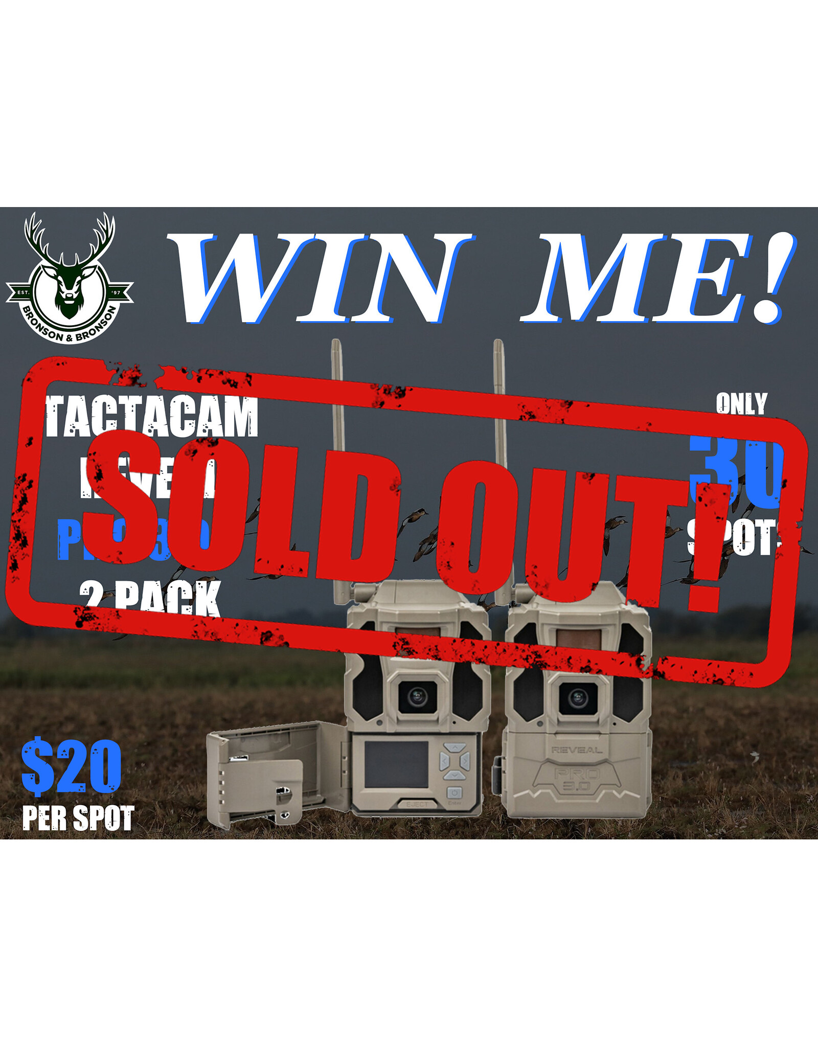 DRAW #1772 - WIN ME - Tactacam PRO 3.0 - 2 Pack ROUND 2