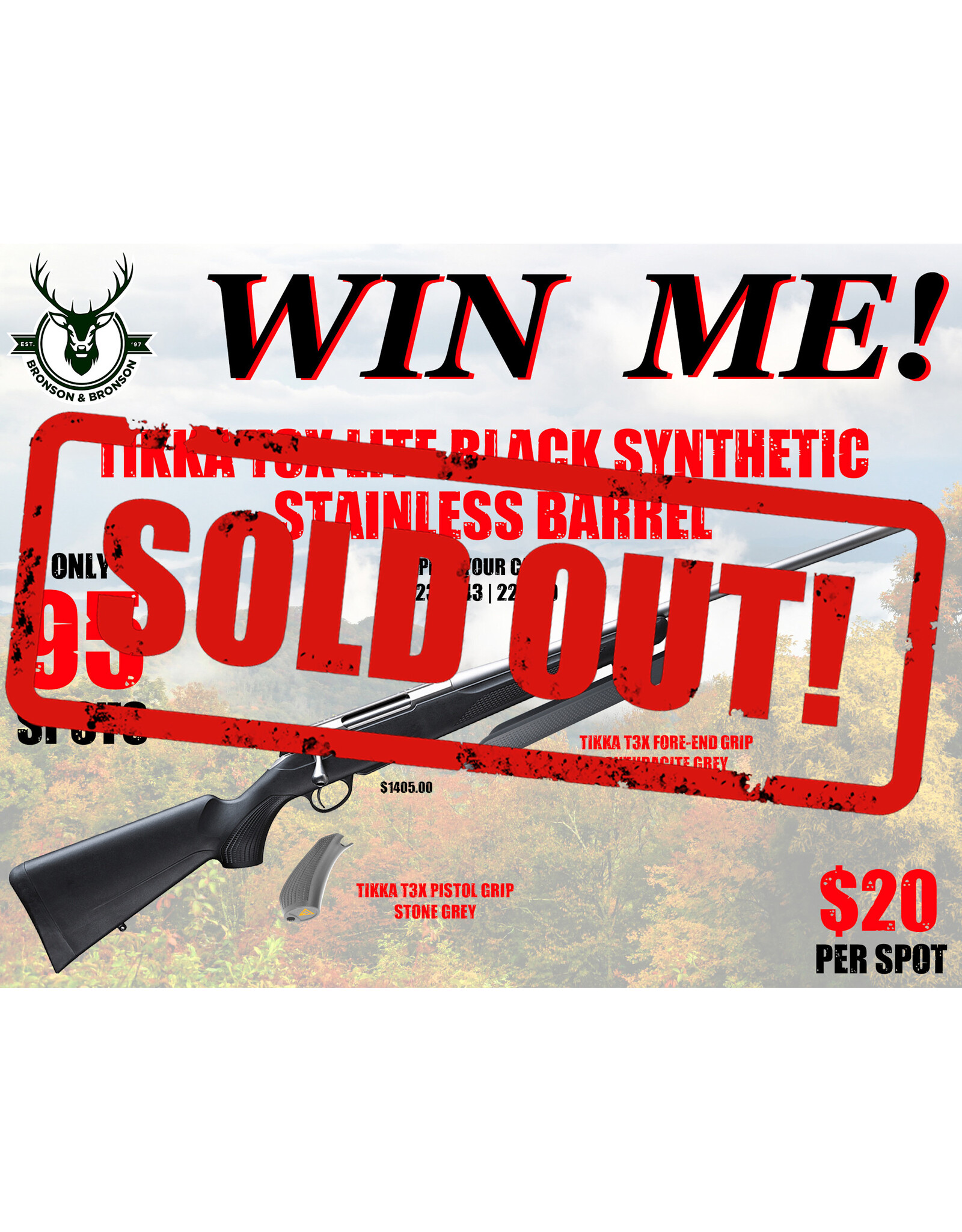 DRAW #1763 - WIN ME - Tikka T3X Lite (Stainless Barrel) + 2 Grips!