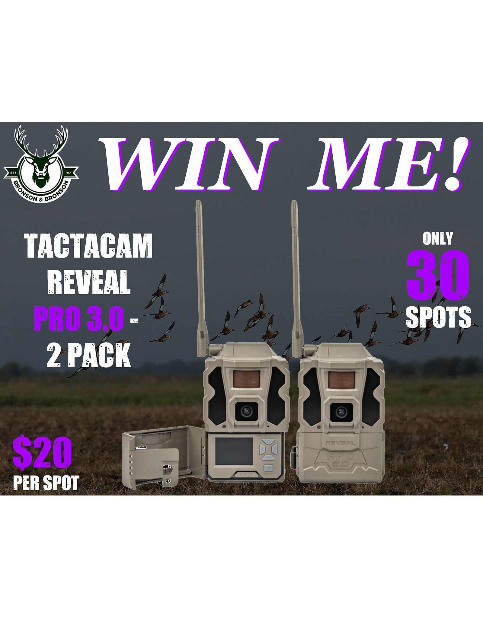 DRAW #1777 - WIN ME - Tactacam PRO 3.0 - 2 Pack ROUND 4