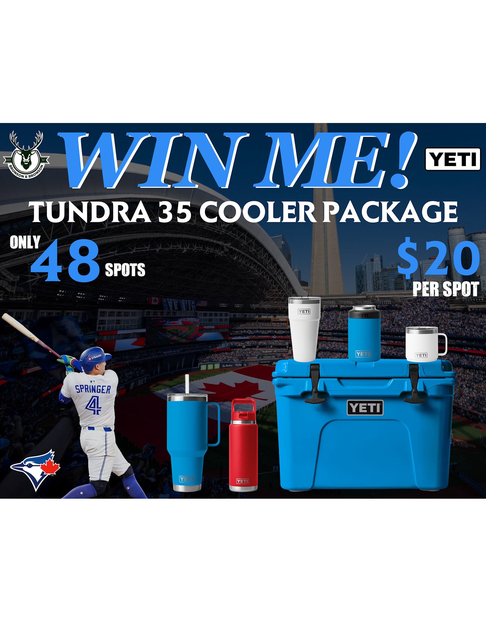 DRAW #1779 - WIN ME - Yeti 35 Package - Blue Jays Themed!