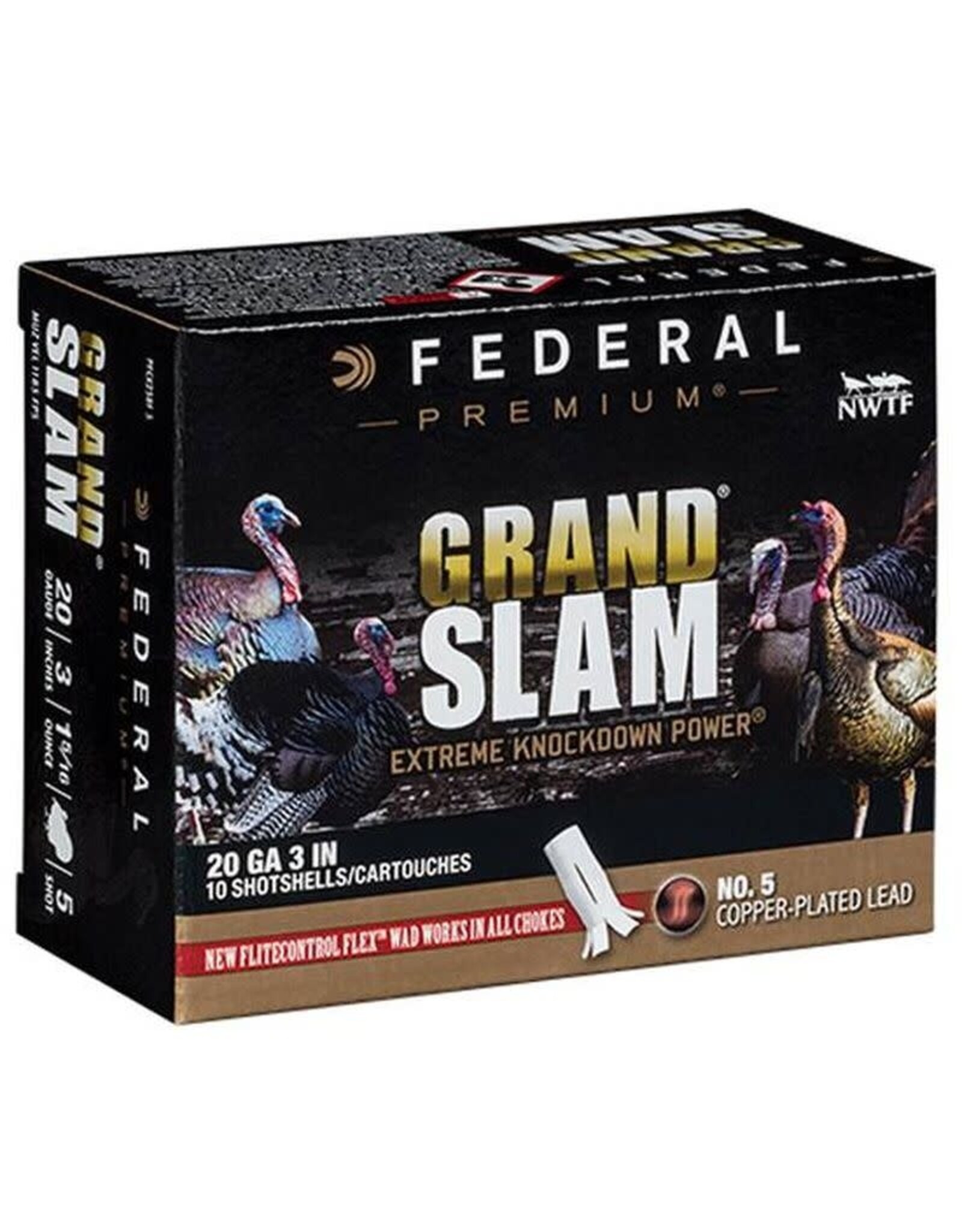 Federal Federal PFCX258F 5 Grandslam Turkey Shotshell w/ Flight Control Flex Wad 20 GA 3" 1 5/16oz 5 10 Rnd per Box