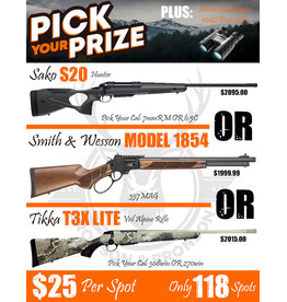 DRAW #1785 (1-59) - Pick Your Prize - Sako, Smith & Wesson OR Tikka!