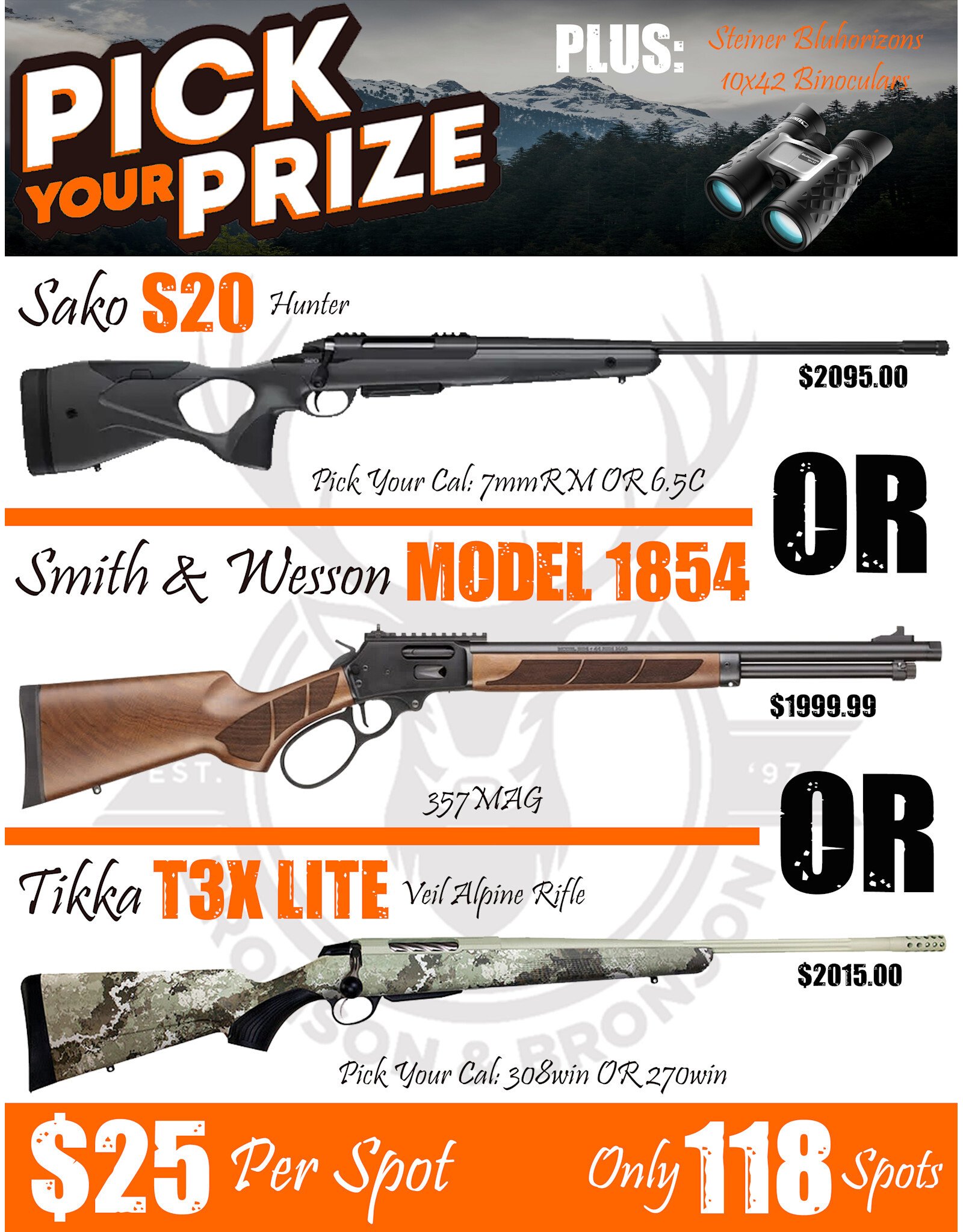 DRAW #1785 (60-118) - Pick Your Prize - Sako, Smith & Wesson OR Tikka!