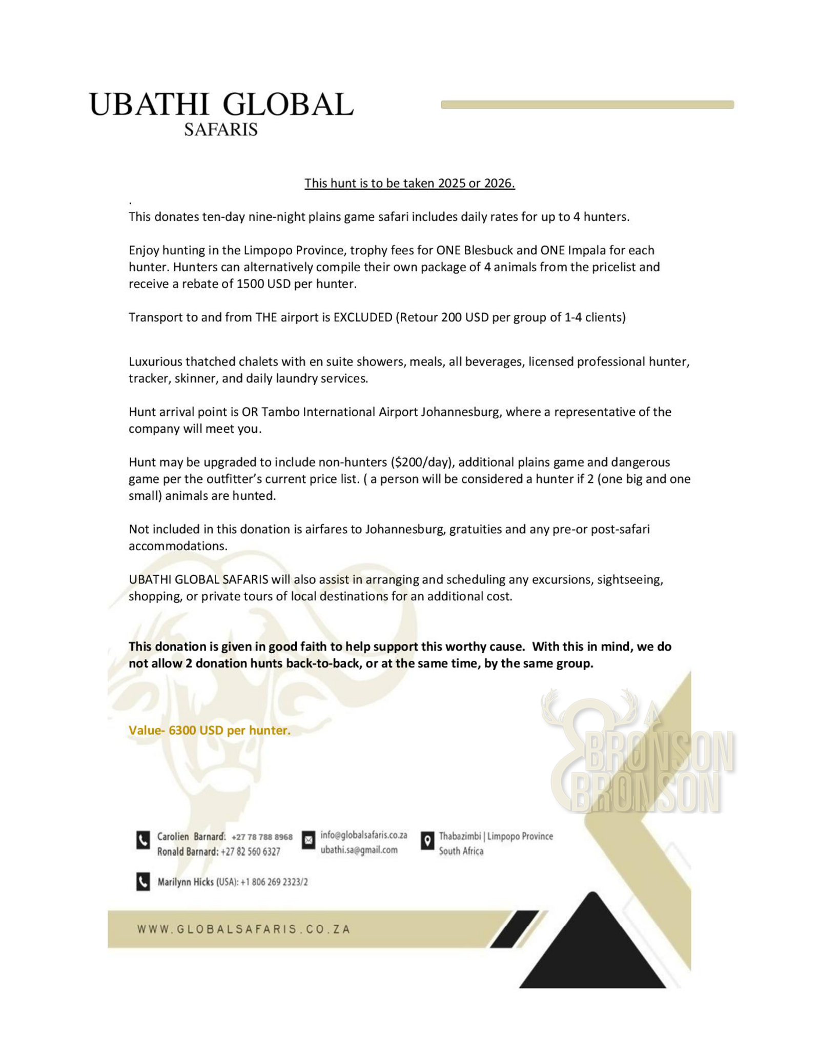 Win A Hunting Trip to Africa ROUND 2