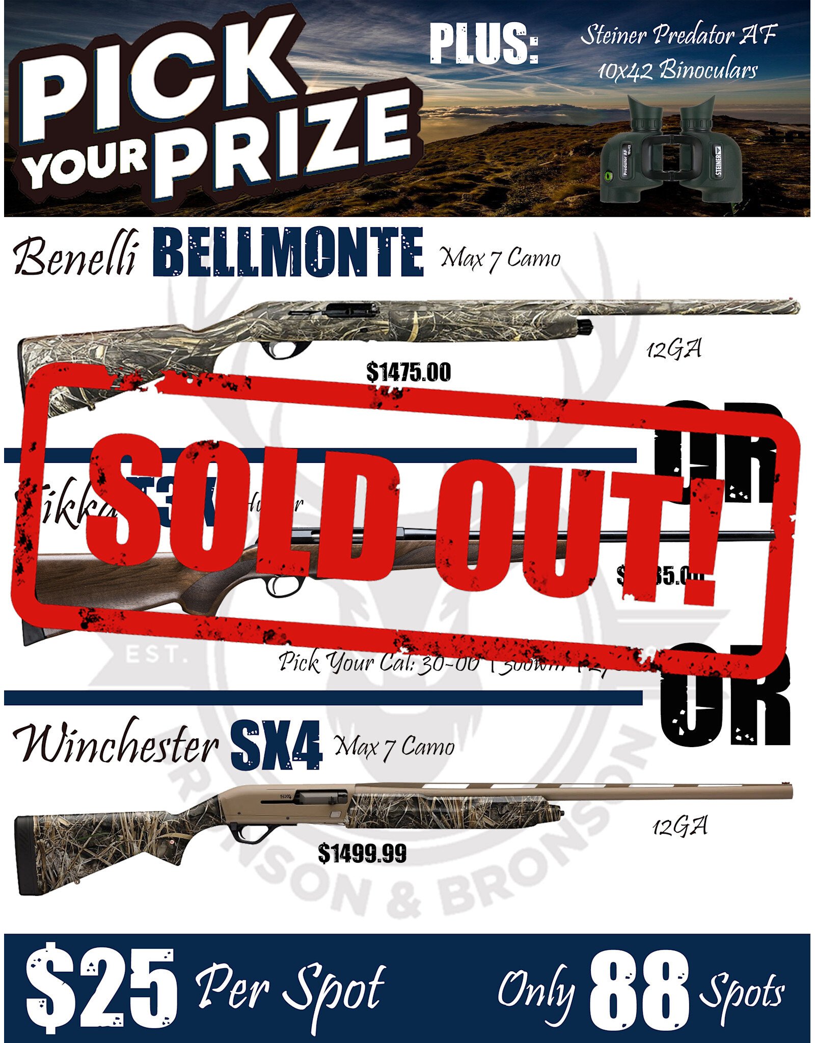 DRAW #1776 - Pick Your Prize - Benelli, Tikka OR Winchester!