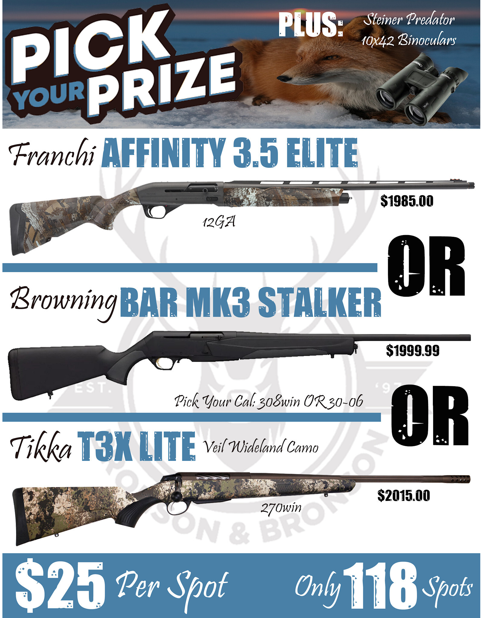 DRAW #1788 (1-59) - Pick Your Prize - Franchi, Browning OR Tikka!