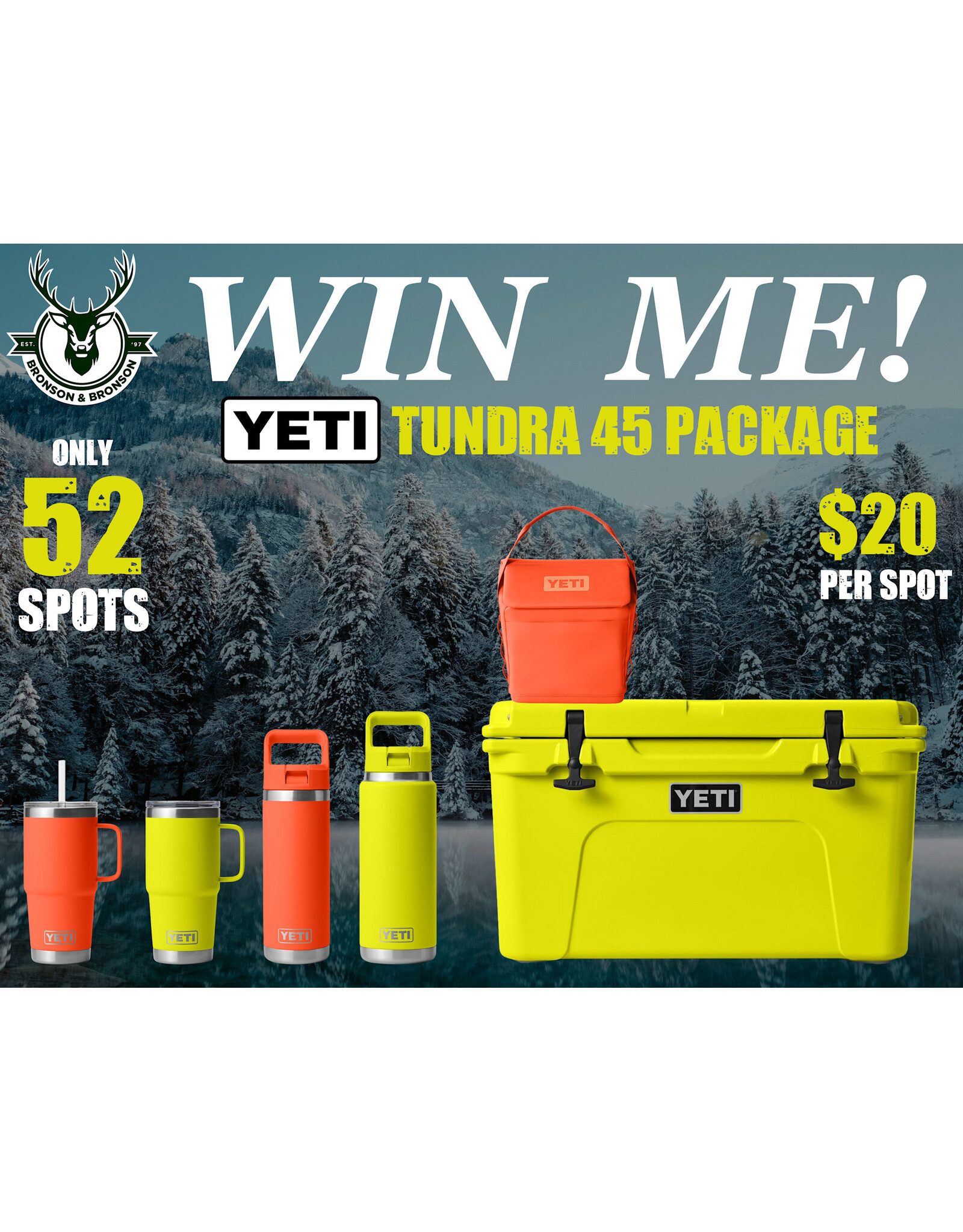 DRAW #1791 - WIN ME - Yeti Tundra 45 Firefly Yellow Package!