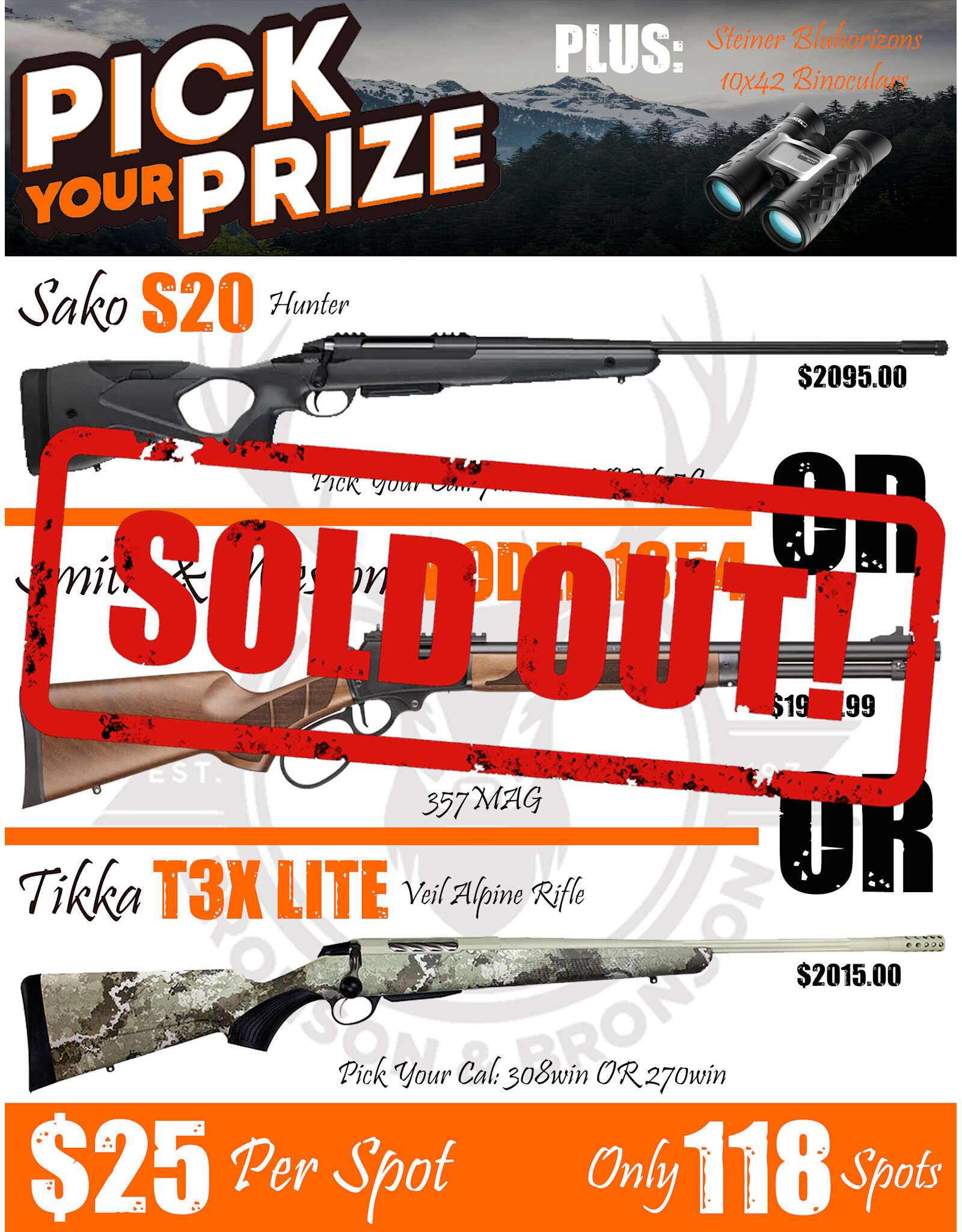 DRAW #1785 - Pick Your Prize - Sako, Smith & Wesson OR Tikka!