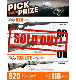 DRAW #1785 - Pick Your Prize - Sako, Smith & Wesson OR Tikka!